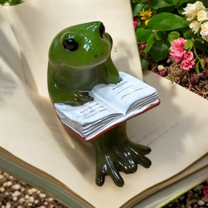 Amazon.co.jp: ミニチュアアニマル カエル 読書するカエル 小さな動物